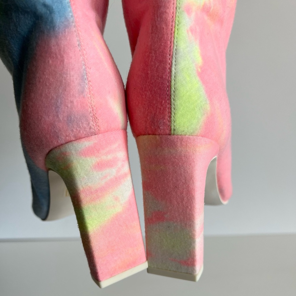 NWOT Jeffrey Campbell Anaise Dusty Tie Dye Fabric Knee High Boots - Picture 7 of 11
